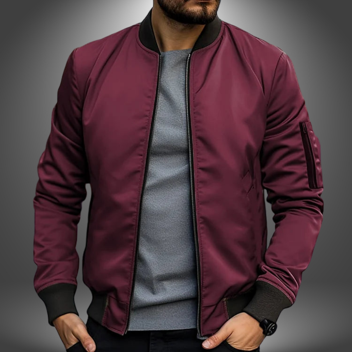 Men's Lightweight Slim-Fit Nylon Tailored Bomber Jacket