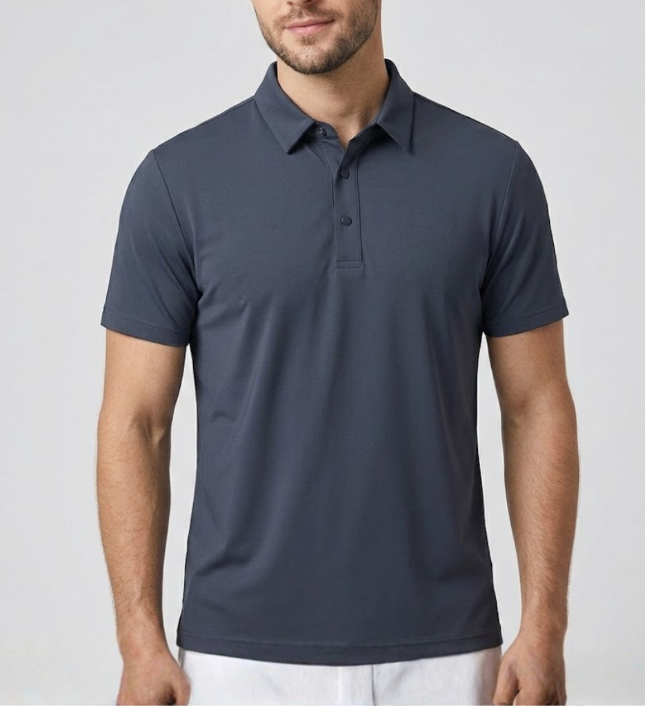 Men's Linen Blend Knit Polo Shirt Premium Short Sleeve Top