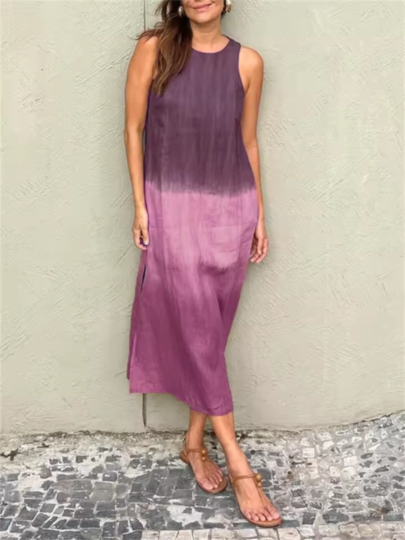 Women's Linen Sleeveless Ombre Maxi Dress