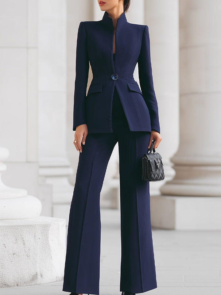 Womens Wool Trouser Suit Blazer Set