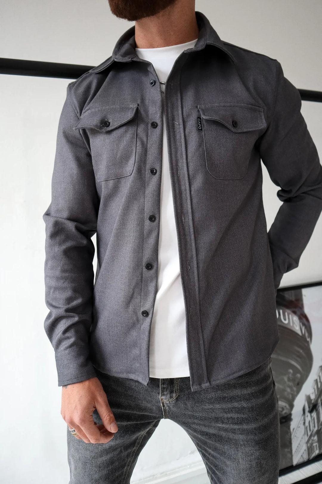 Men's Wool Blend Overshirt Heavyweight Flannel Jacket