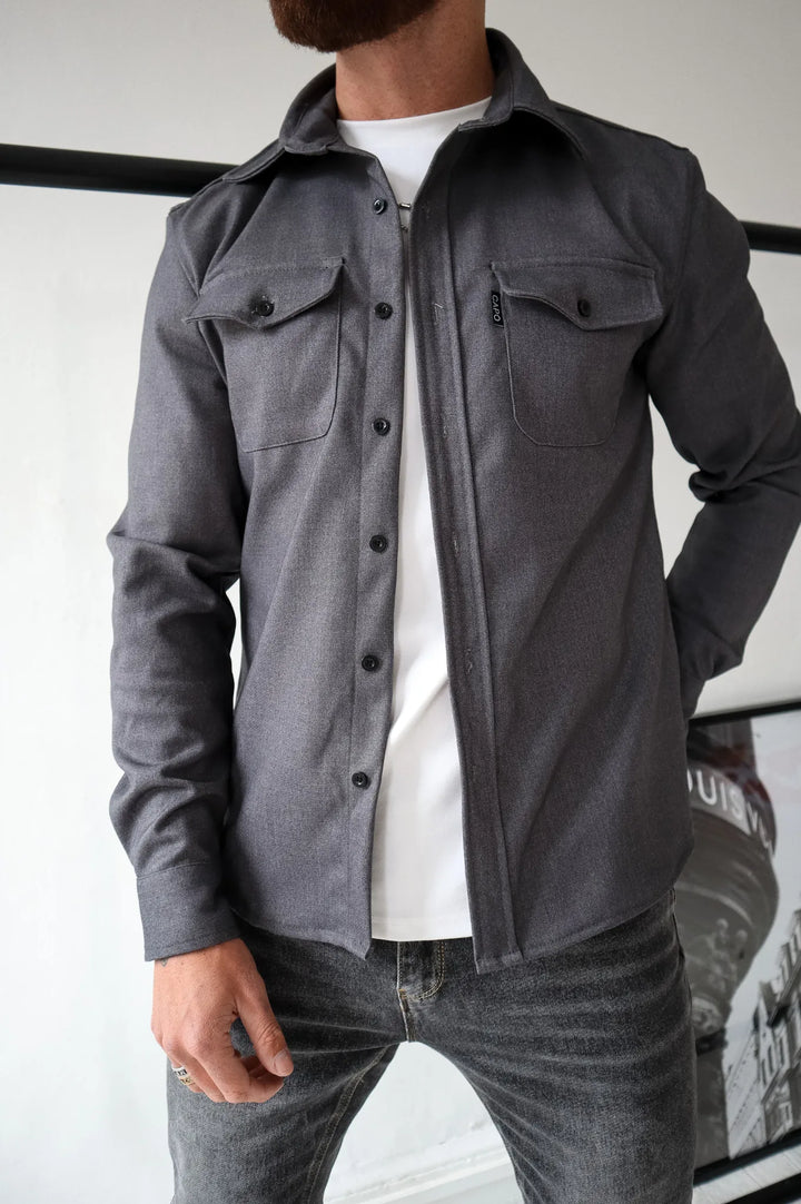 Men's Wool Blend Overshirt Heavyweight Flannel Jacket