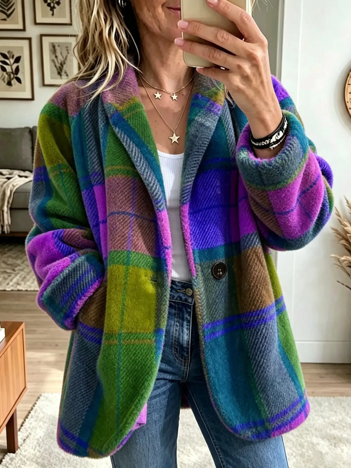 Veste-chemise à carreaux en polaire pour femme, manteau teddy