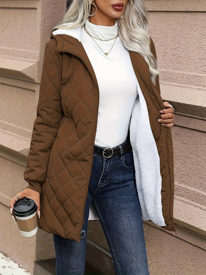 Women's Quilted Fleece Lined Hooded Jacket