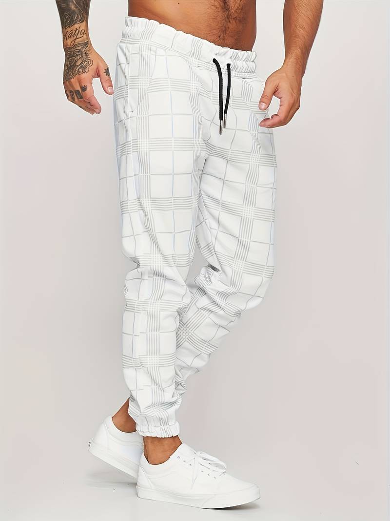 Men's Fleece Joggers Plaid Checkered Sweatpants