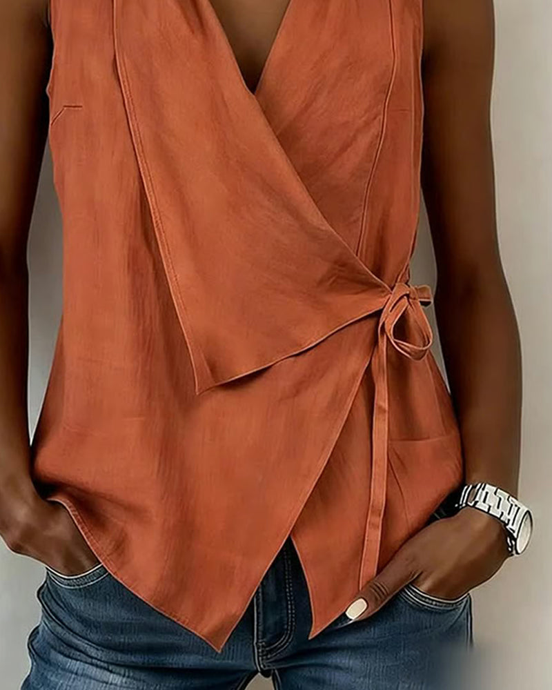 Women's Linen Wrap Top Vest