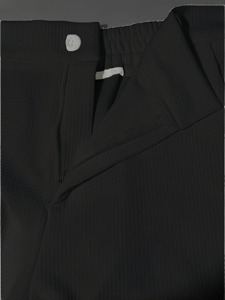 Pantalon habillé plissé pour homme, en maille gaufrée et coupe ajustée