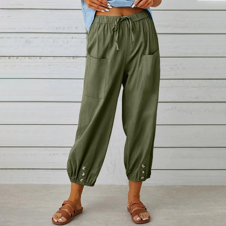 Women's Linen Trousers Relaxed Fit Joggers