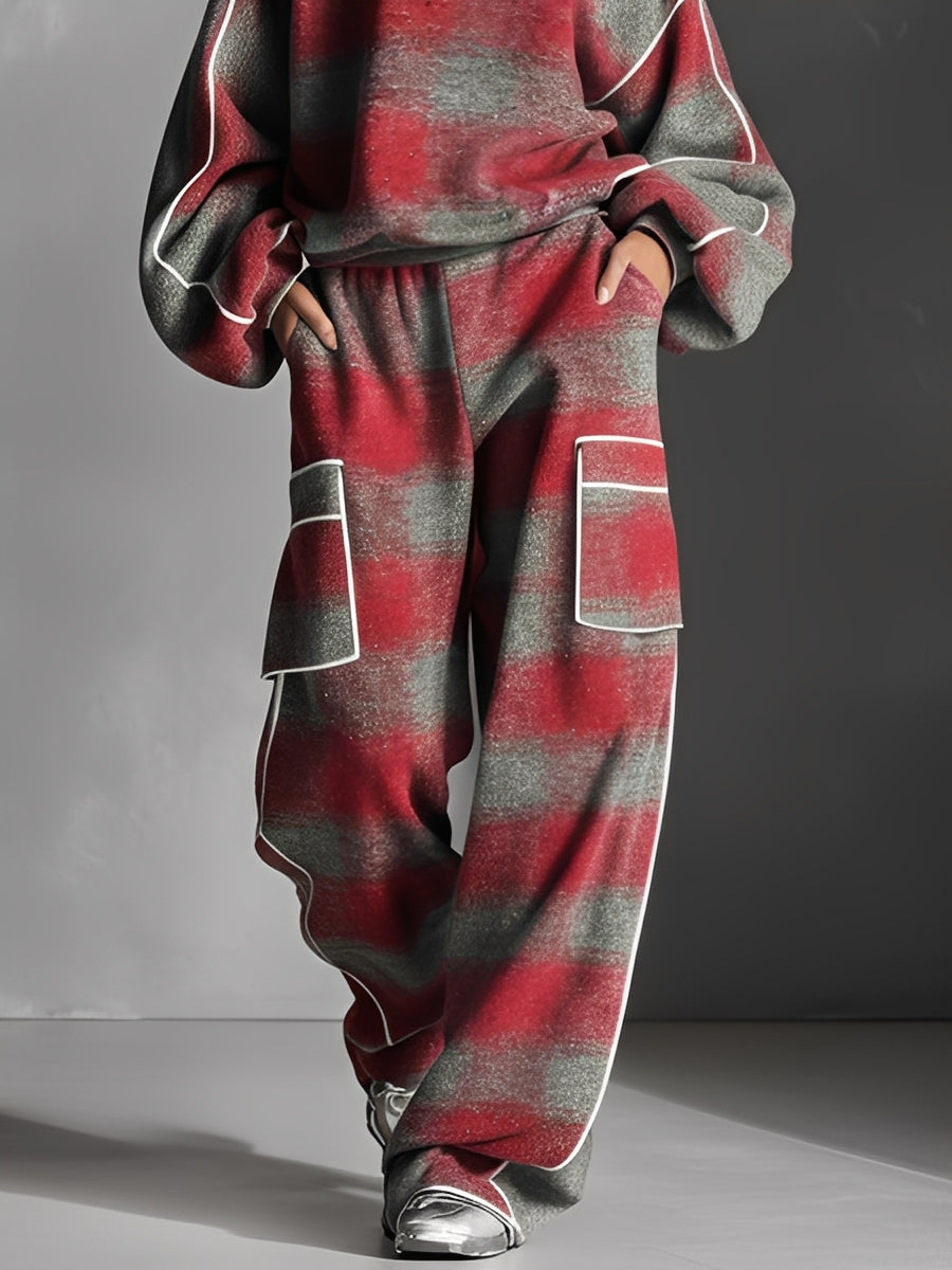 Women's Fleece Lounge Set Oversized Sweater and Pants Outfit