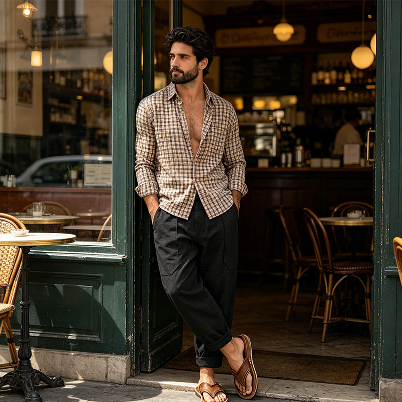 Men's Linen Trousers Relaxed Fit Casual Pants
