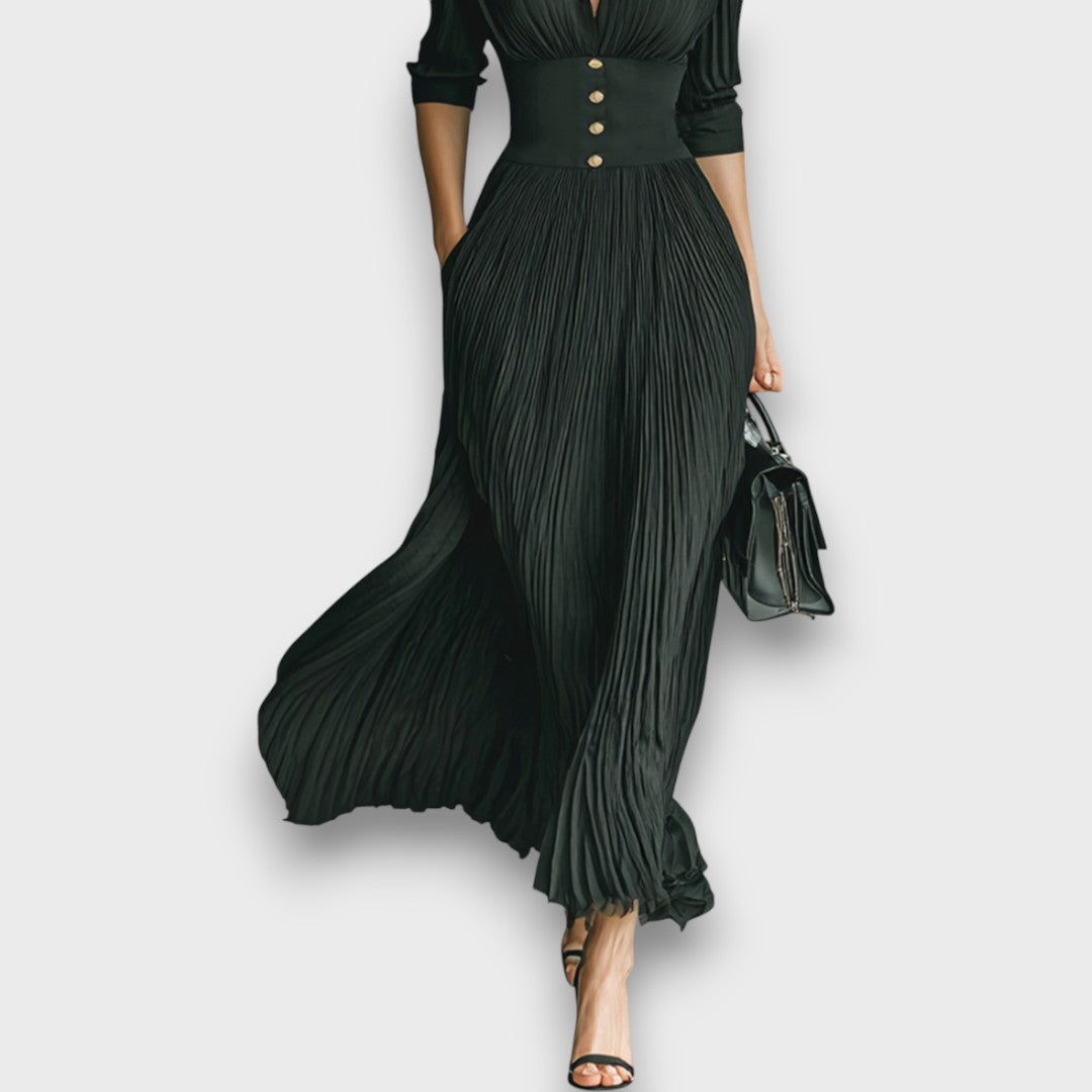 Women's Linen Pleated Maxi Dress