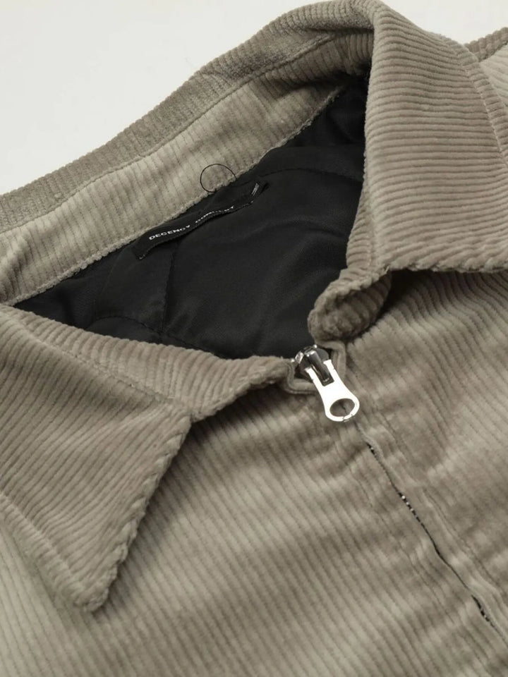 Men's Fleece Corduroy Harrington Bomber Jacket