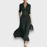 Women's Linen Pleated Maxi Dress