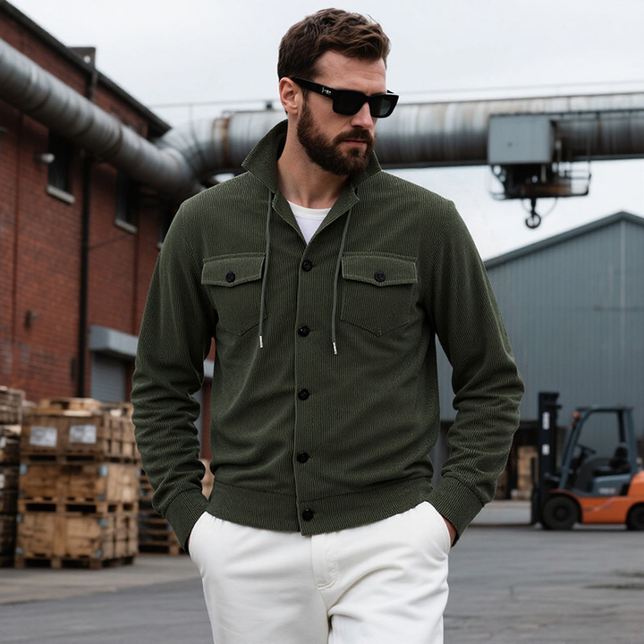 Men's Merino Wool Fleece Knit Button Up Cardigan Jacket