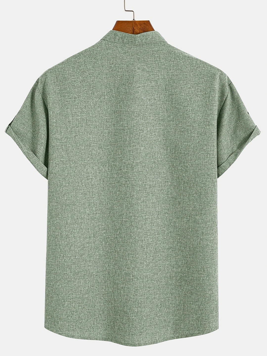 Men Henley Linen Shirt Casual Short Sleeve Cross Graphic Tee