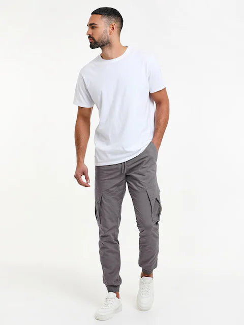 Men's Linen Cargo Trousers Slim Fit Lightweight Work Utility Pants