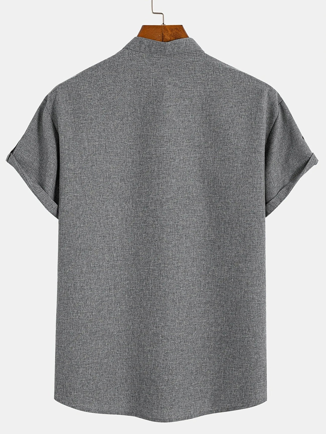 Men Henley Linen Shirt Casual Short Sleeve Cross Graphic Tee