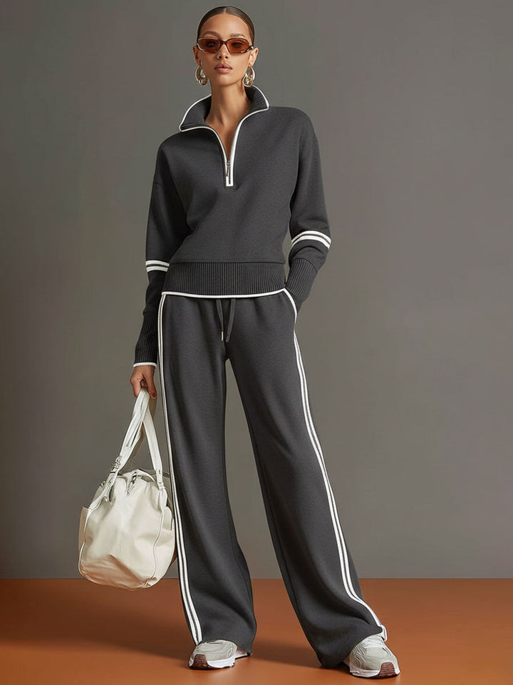 Women's Knit Two-Piece Wide Leg Lounge Set