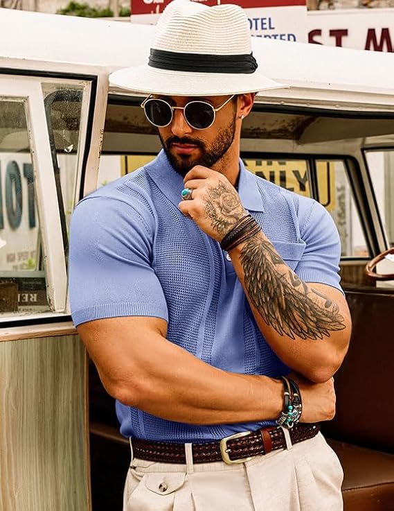 Men’s Merino Wool Knit Polo Shirt