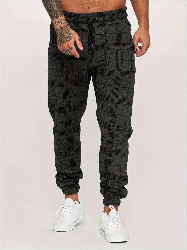 Men's Fleece Joggers Plaid Checkered Sweatpants