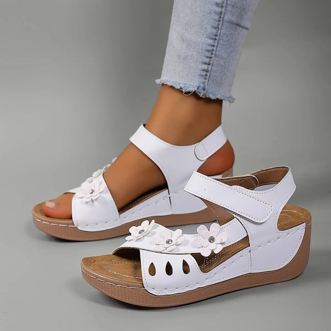 Women's Leather Platform Casual Comfort Wedge Sandals
