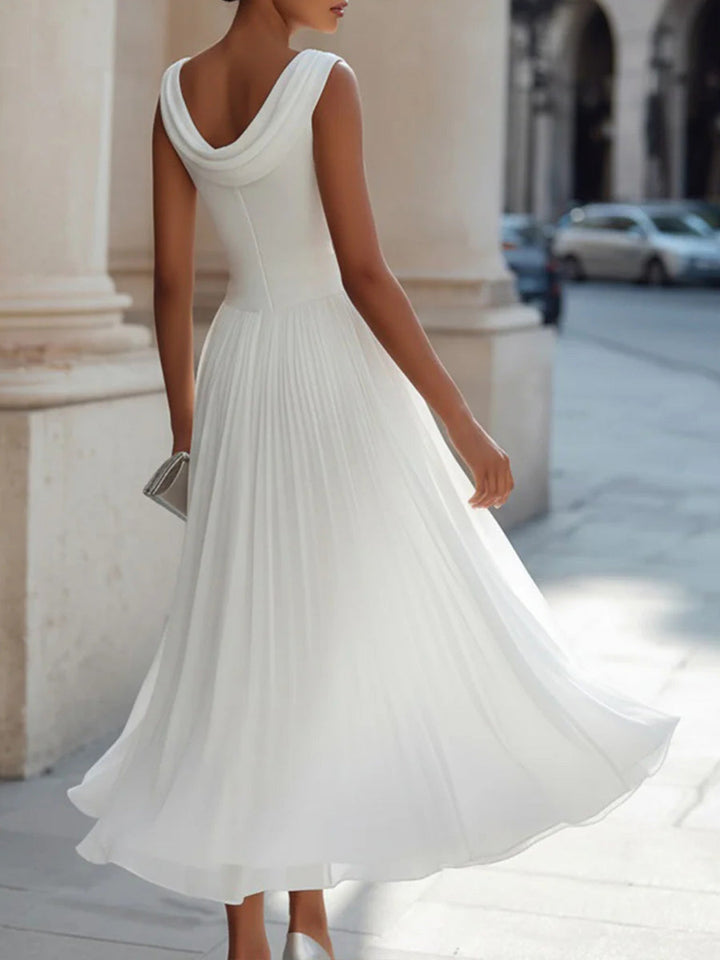 Women's Linen A-Line Sleeveless Midi Dress
