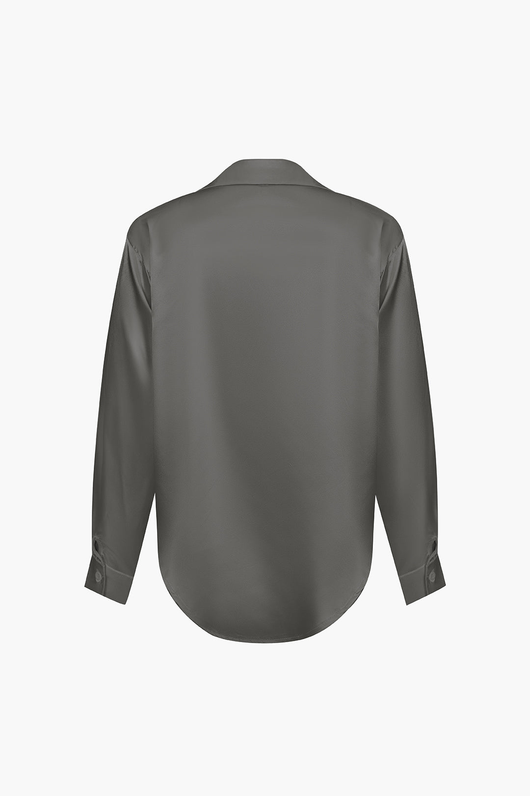 Women's Satin Long-Sleeve Blouse Elegant Silk-Feel Button-Down Shirt