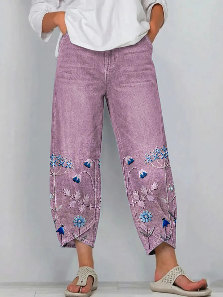 Women’s Printed Relaxed-Fit Straight-Leg Denim Jeans