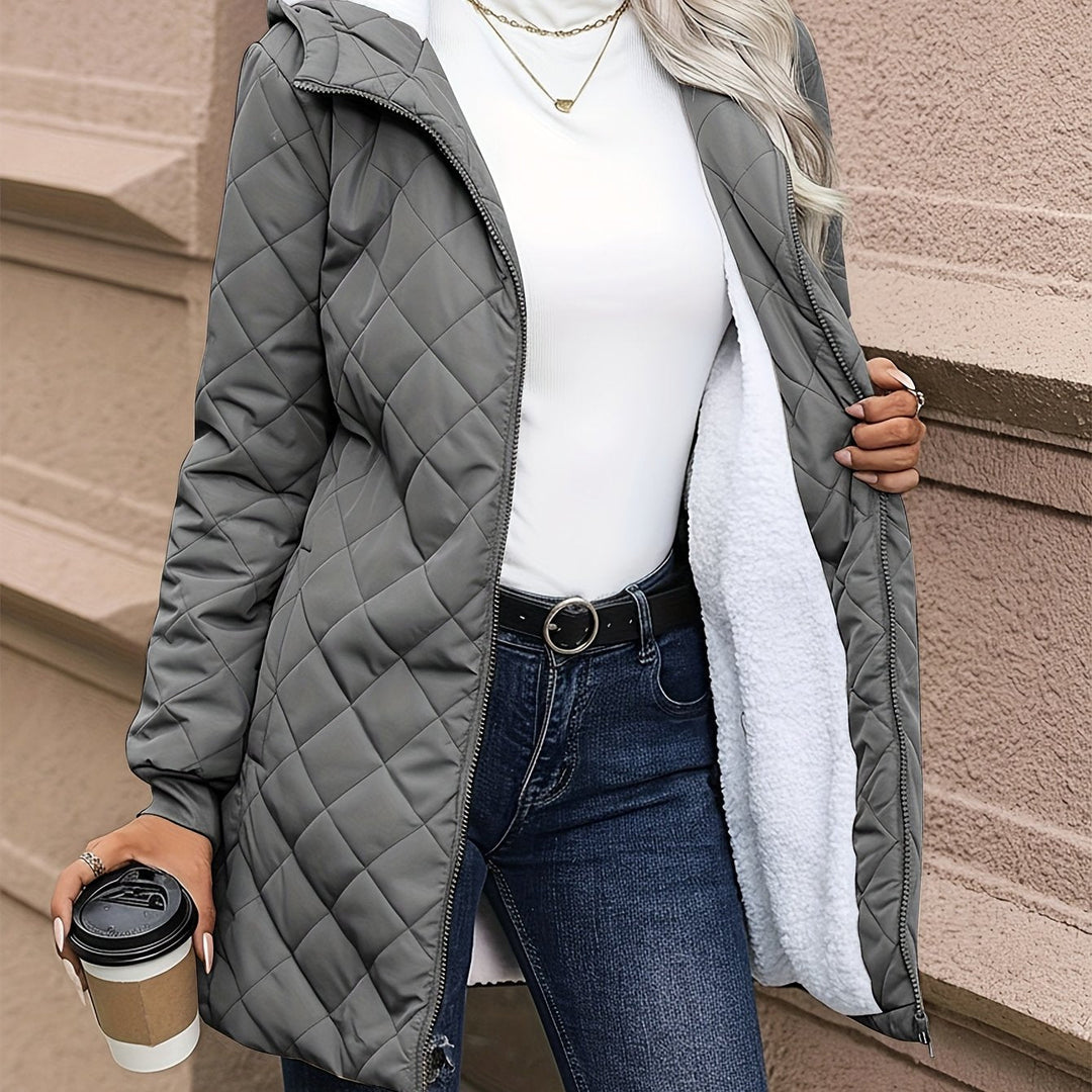 Women's Quilted Jacket Fleece Lined Hooded Coat