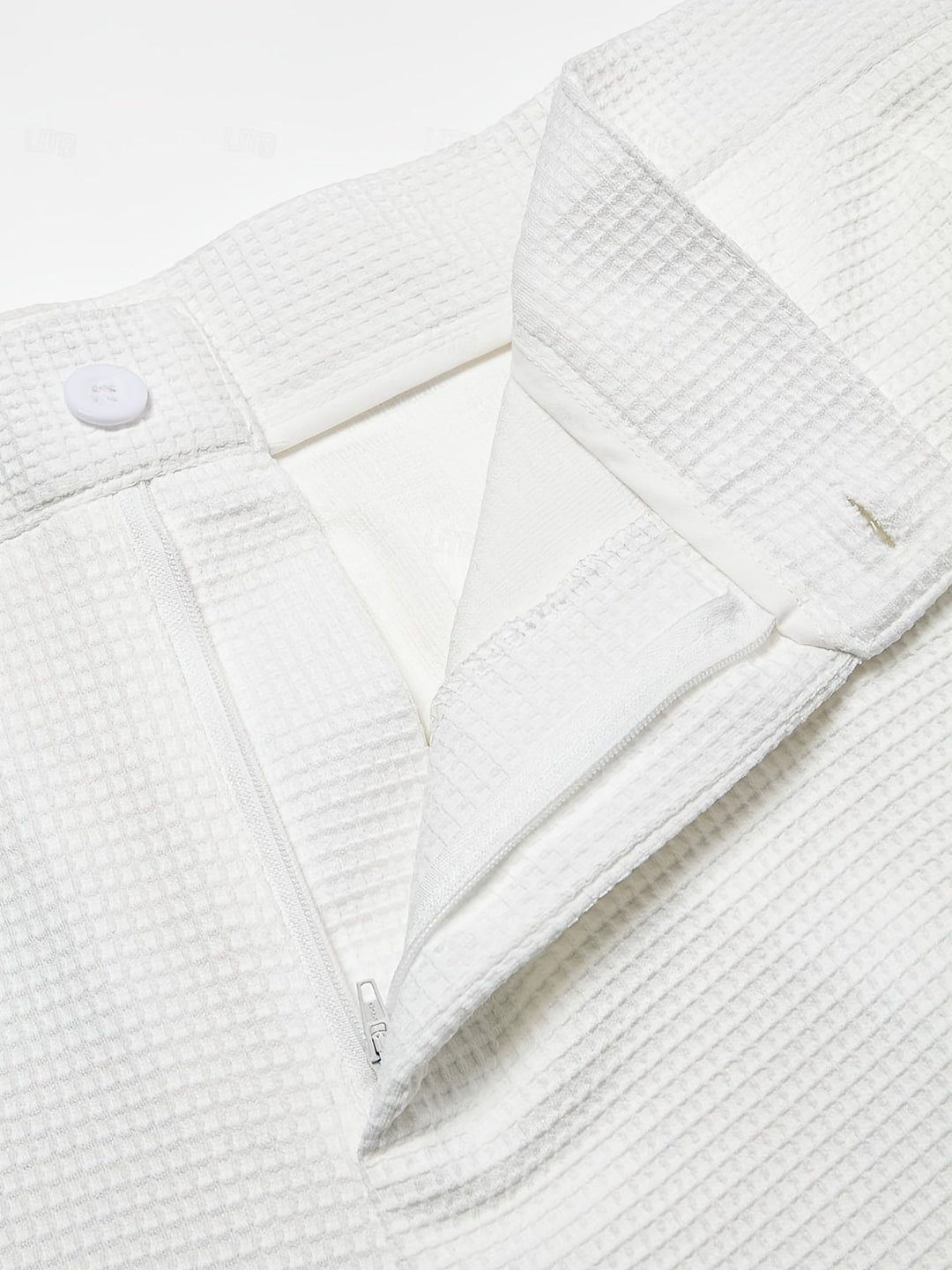 Pantalon habillé plissé pour homme, en maille gaufrée et coupe ajustée