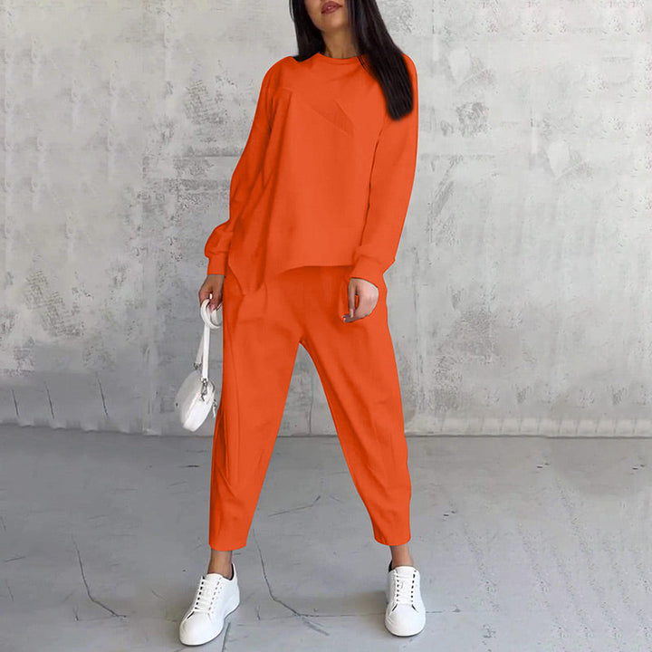 Women's Fleece Long-Sleeve Tapered Two-Piece Trouser Set