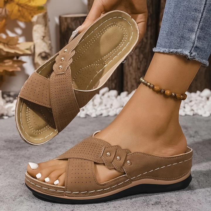 Women’s Leather Arch-Support Wedge Sandals