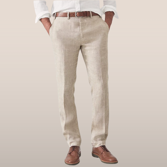 Men's Linen Trousers - Modern Fit Breathable Casual Pants