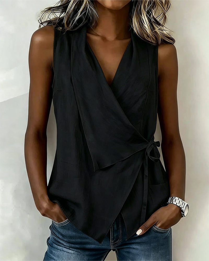 Women's Linen Wrap Top Vest