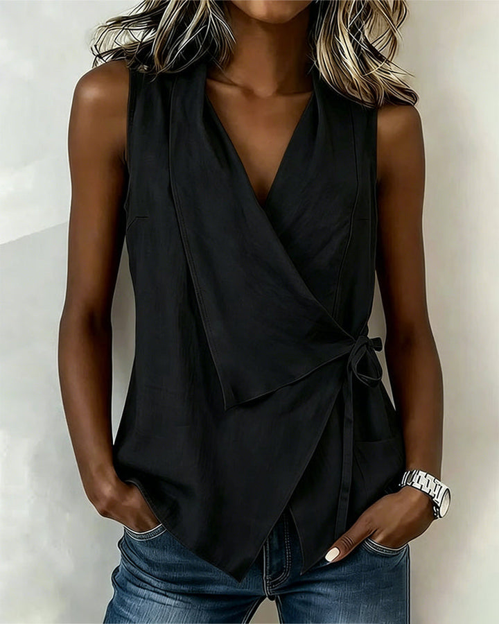 Women's Linen Wrap Top Vest