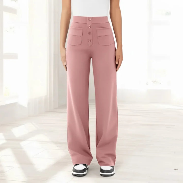Women’s High Waisted Wide-Leg Knit Button-Fly Trousers