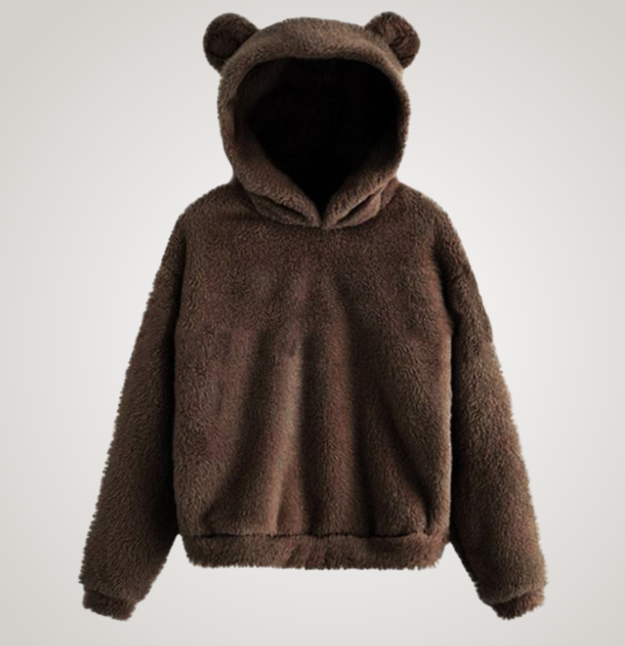 Women Fleece Bear Ear Hoodie Pullover Sweater