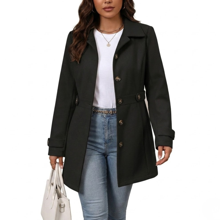 Women's Wool  Pea Coat Mid Length Slim Fit Trench Jacket