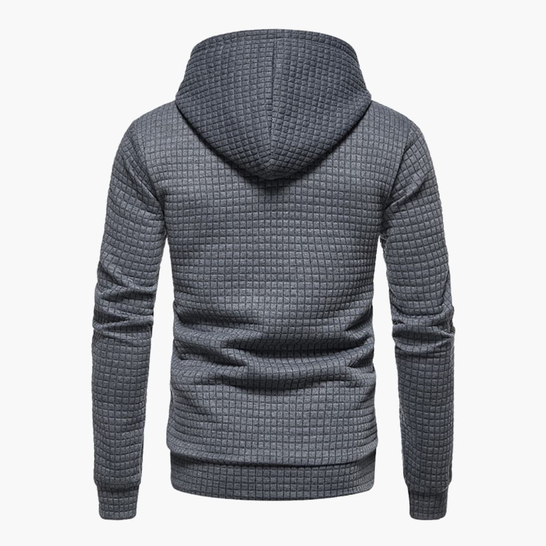 Men's Fleece Hoodie Waffle Knit Pullover Sweatshirt