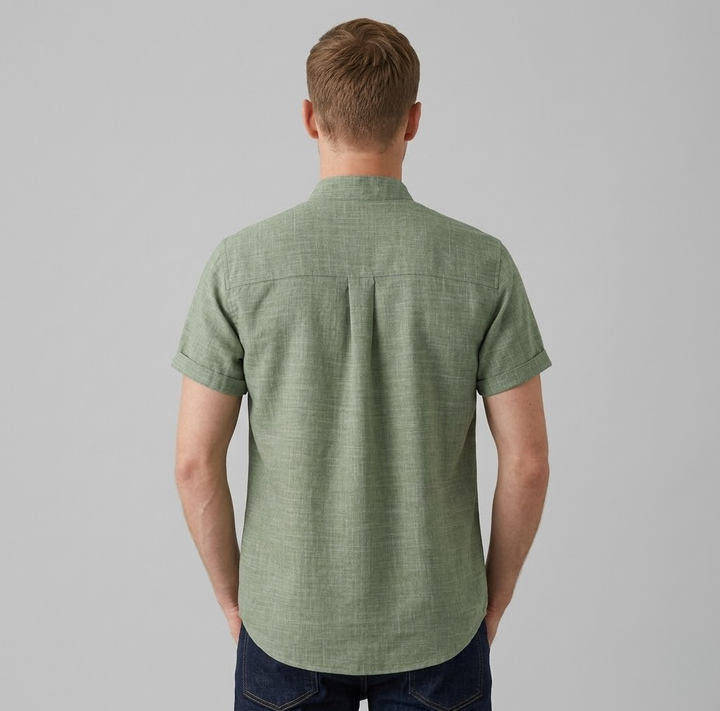Men's Linen Stand Collar Short Sleeve Casual Shirt