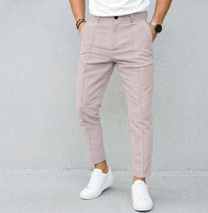 Men's Slim Fit Chinos Wool Blend Trousers Formal Smart Casual Dress Pants