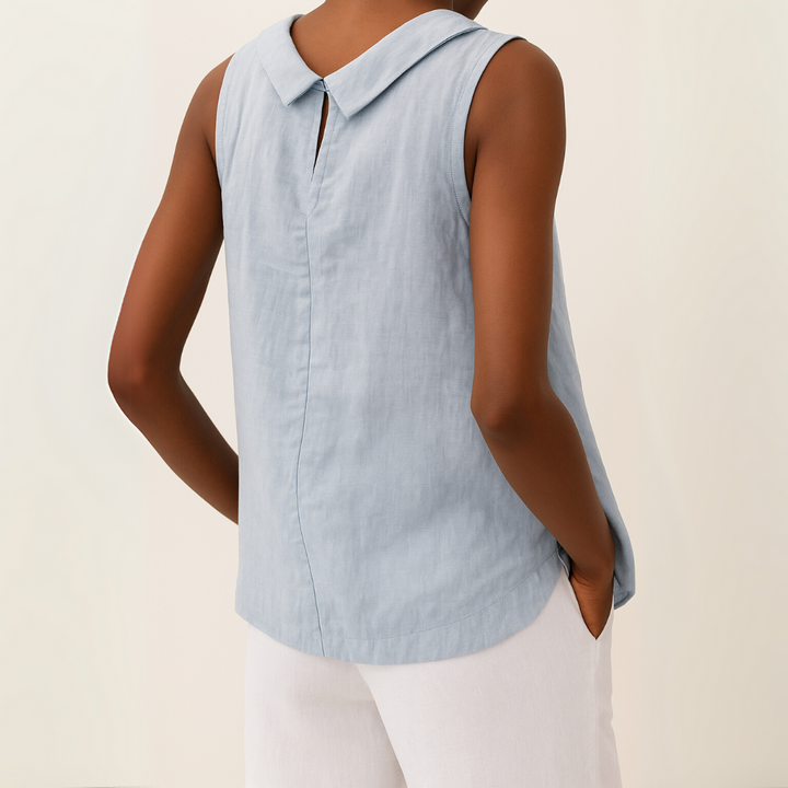 Women's Sleeveless Linen Shell Top Blouse