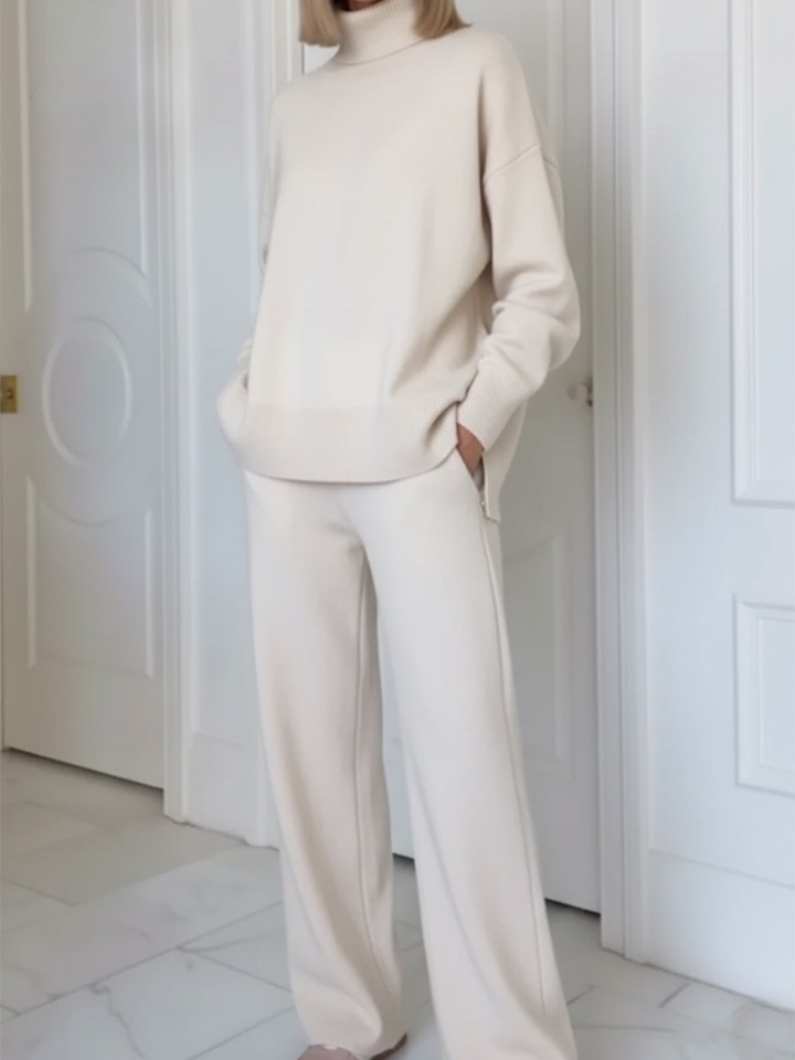Women's Knit Jumper and Wide Leg Trousers Loungewear Set