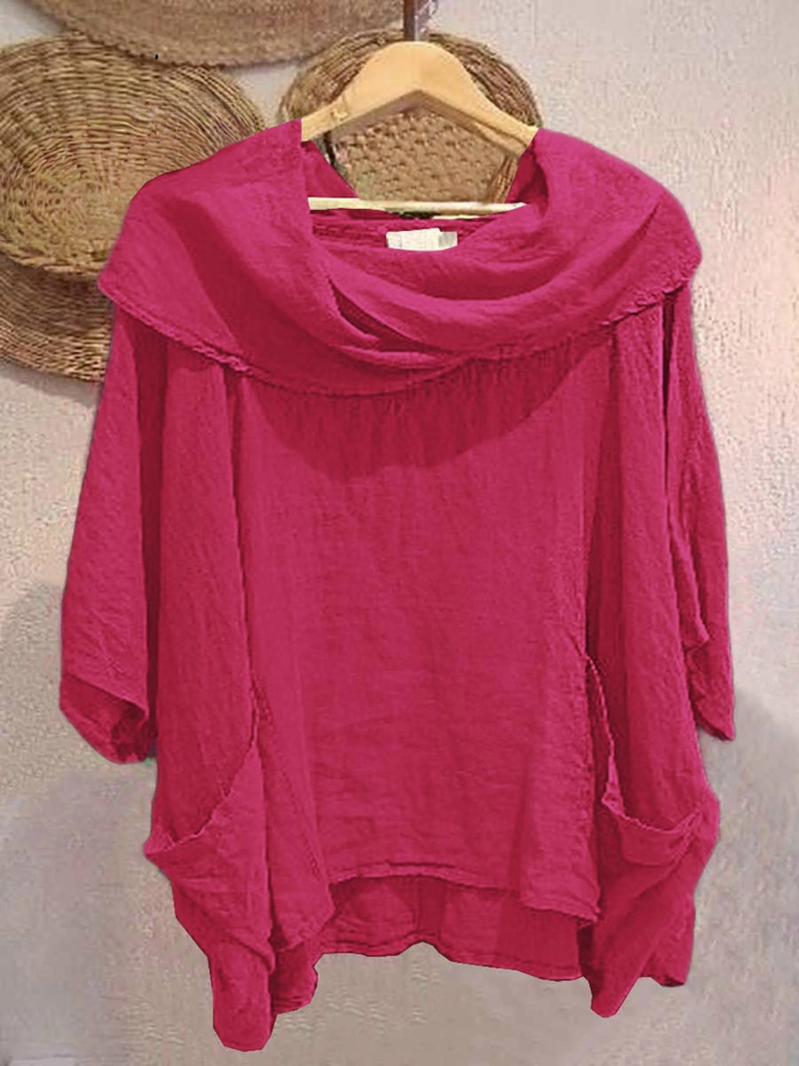 Women's Linen Knit Oversized Poncho Jumper Sweater