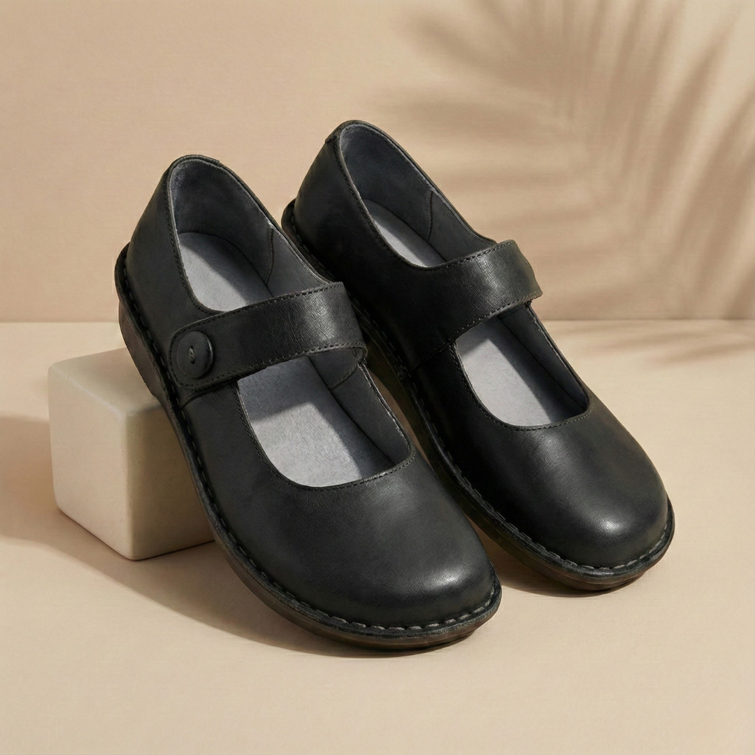 Women's Leather Mary Jane Comfort Flats