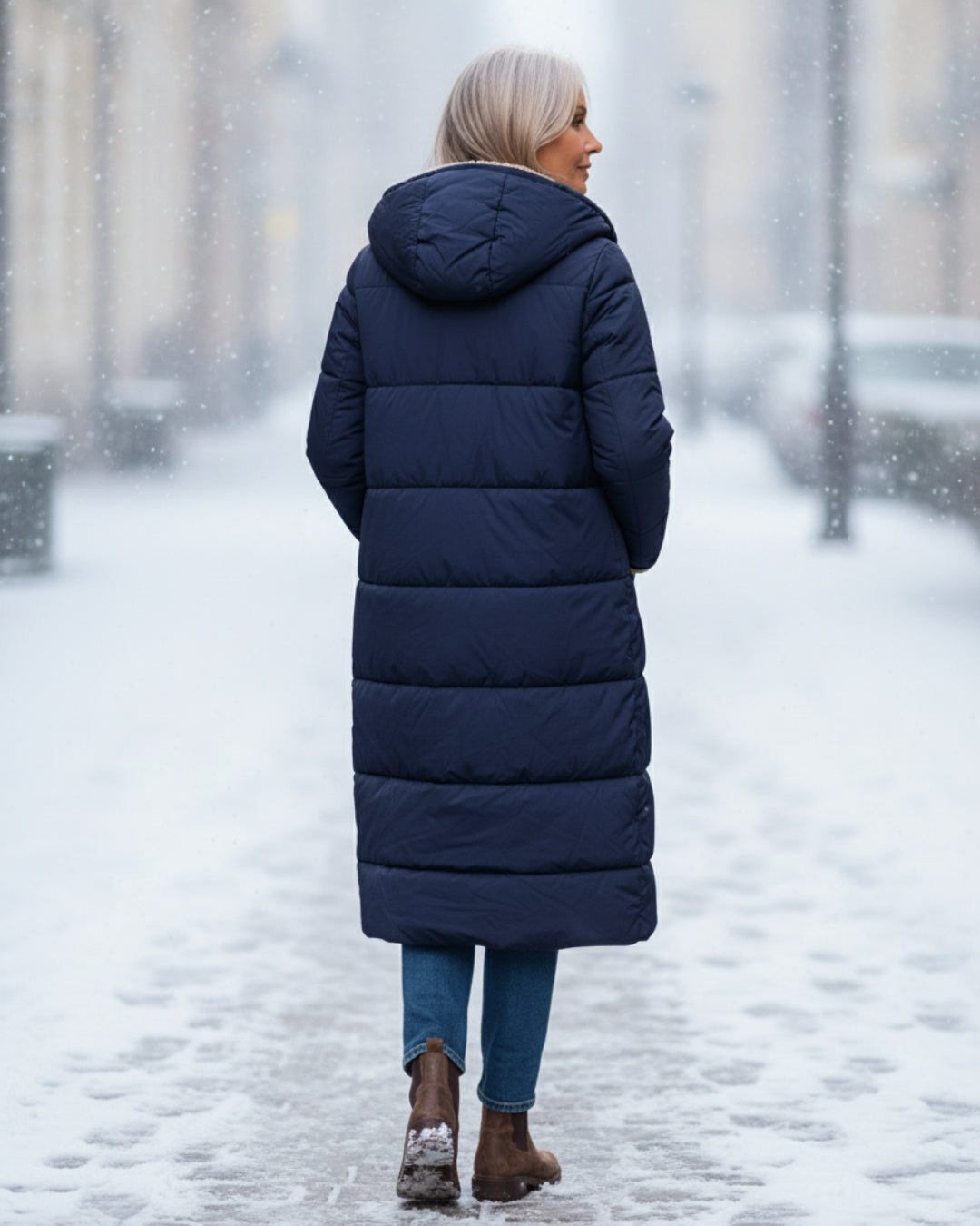 Women’s Long Hooded Fleece-Lined Puffer Coat