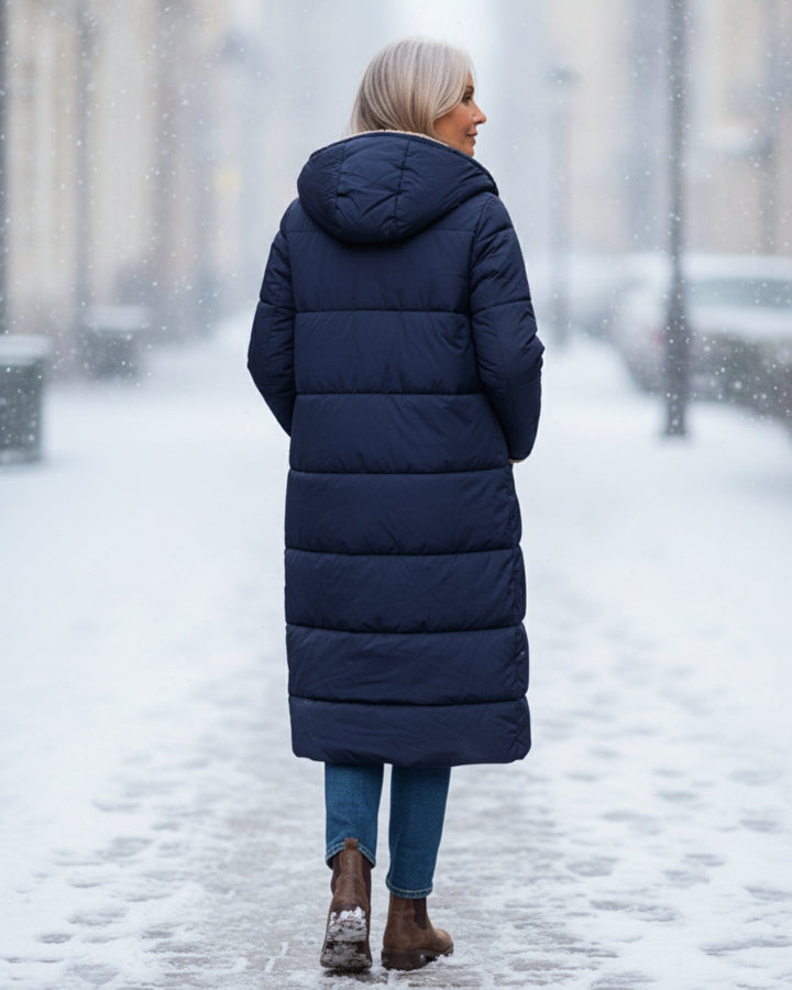 Women’s Long Hooded Fleece-Lined Puffer Coat