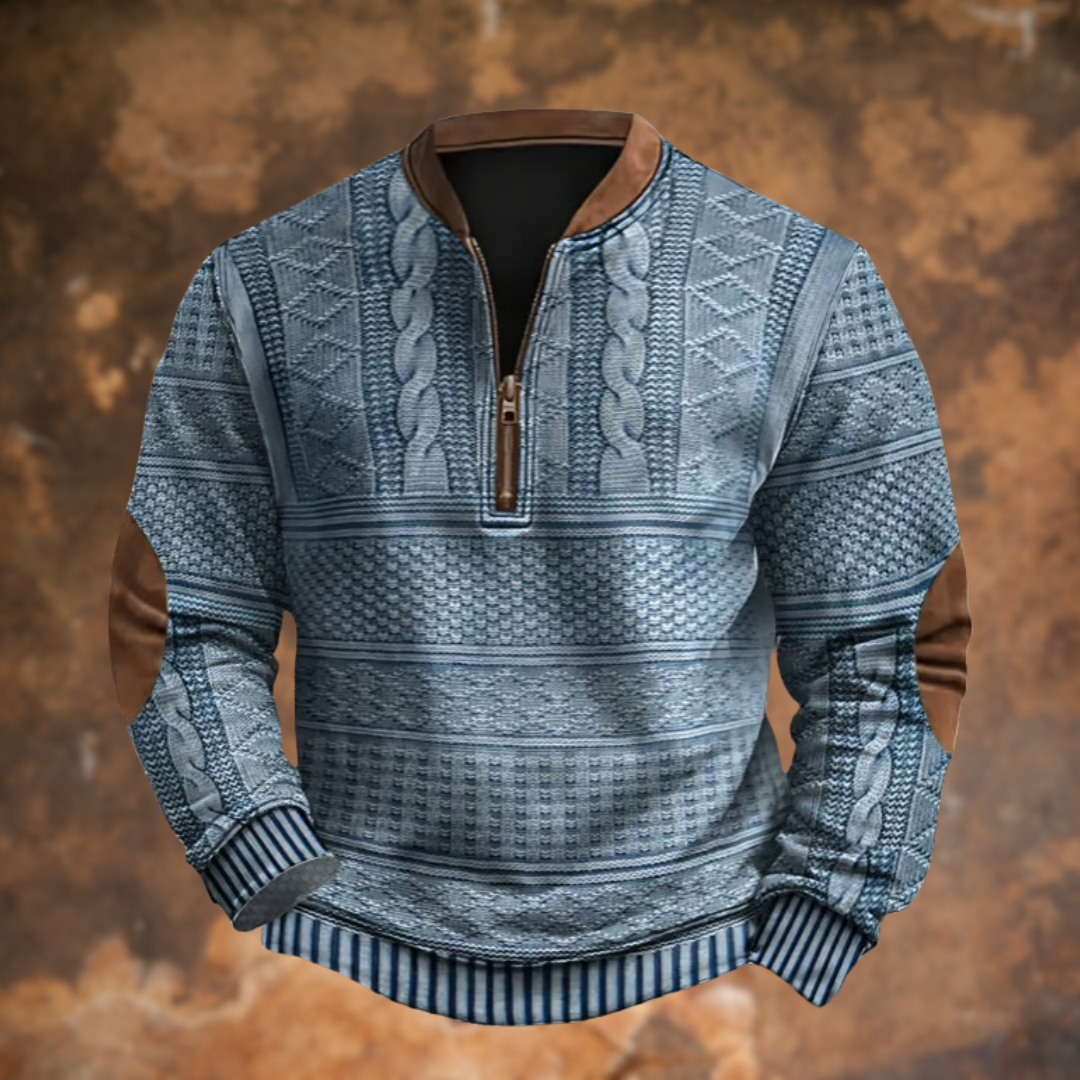 Men's Knit Quarter Zip Jumper Merino Wool Pullover Sweater
