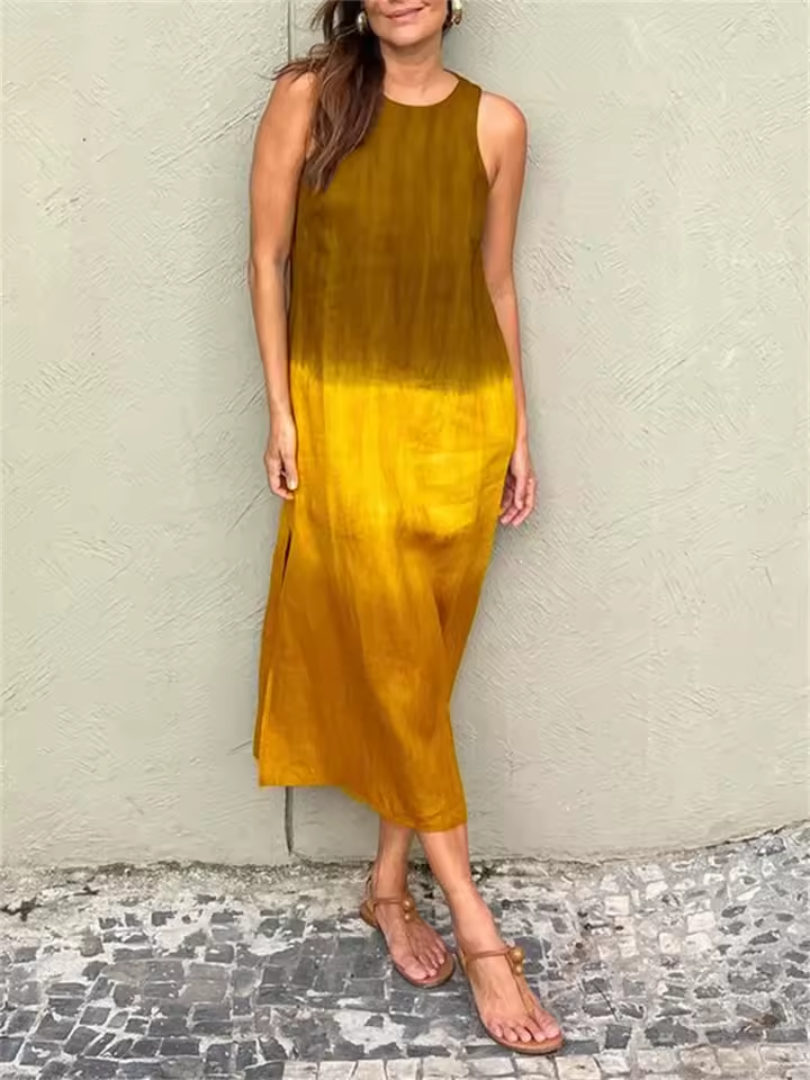 Women's Linen Sleeveless Ombre Maxi Dress