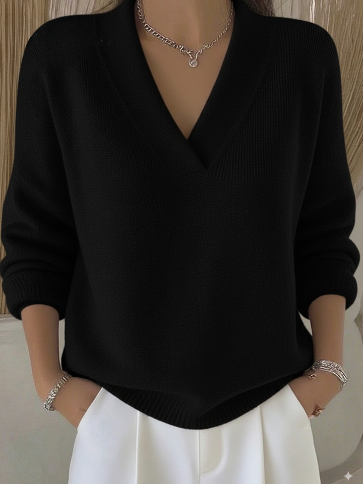 Women's V-Neck Long-Sleeve Knit Sweater